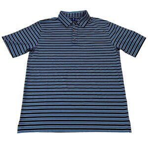 Footjoy 1857 Collection Polo Golf Shirt Mens Medium Blue Striped Short Sleeve